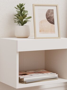 VidaXL Nachtkastje met LED's wandgemonteerd wit