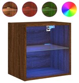 vidaXL Nachtkastje met LED's wandgemonteerd bruineikenkleurig