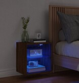 VidaXL Nachtkastje met LED's wandgemonteerd bruineikenkleurig