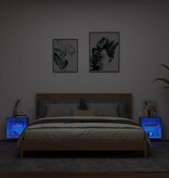 vidaXL Nachtkastjes met LED's 2 st wandgemonteerd grijs sonoma eiken