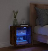 vidaXL Nachtkastje met LED's wandgemonteerd gerookt eikenkleurig