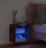 VidaXL Nachtkastje met LED's wandgemonteerd gerookt eikenkleurig