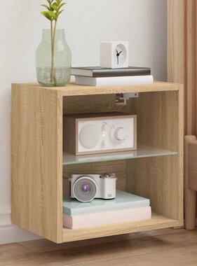 VidaXL Nachtkastje met LED's wandgemonteerd sonoma eikenkleurig