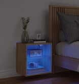 VidaXL Nachtkastje met LED's wandgemonteerd sonoma eikenkleurig