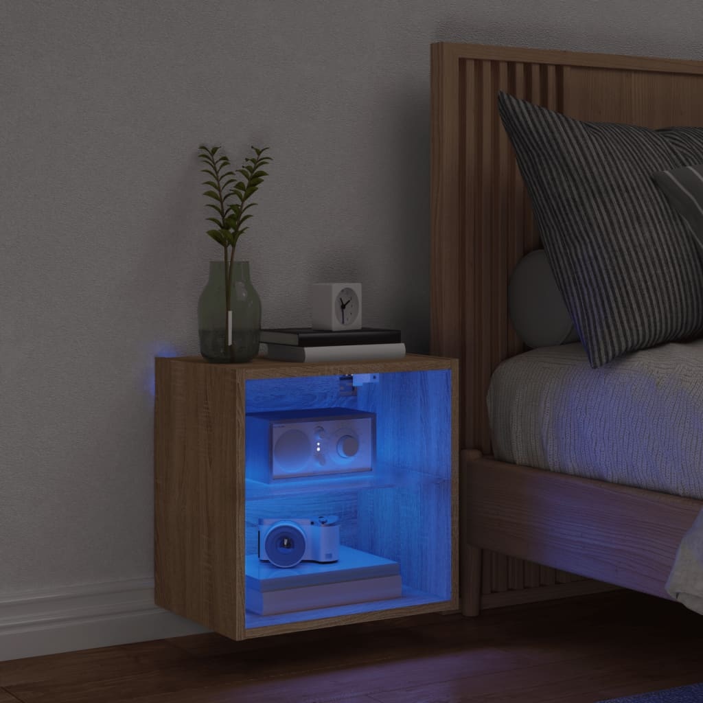 VidaXL Nachtkastje met LED's wandgemonteerd sonoma eikenkleurig