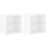 VidaXL Nachtkastjes met LED's 2 st wandgemonteerd wit