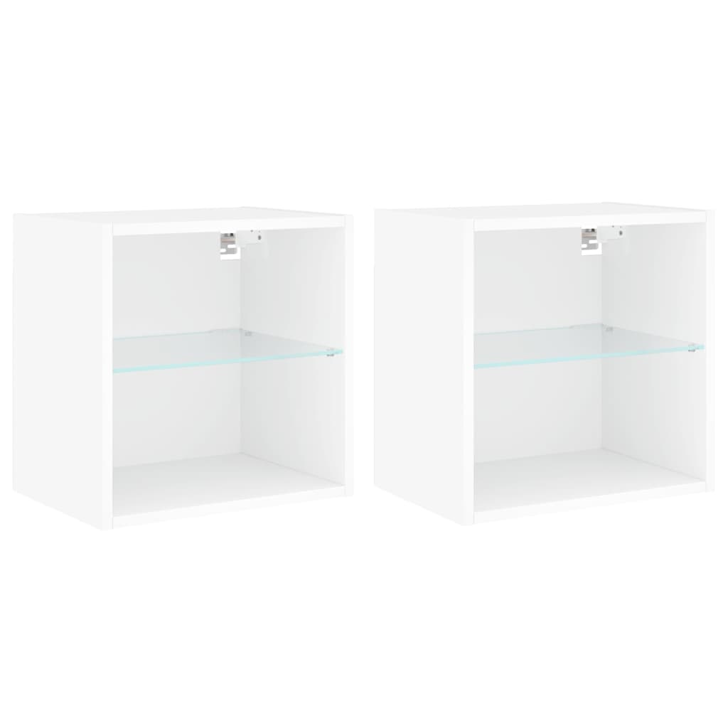 VidaXL Nachtkastjes met LED's 2 st wandgemonteerd wit