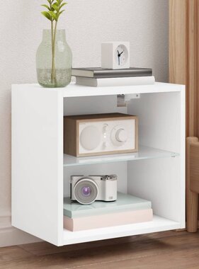 VidaXL Nachtkastje met LED's wandgemonteerd wit