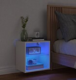 VidaXL Nachtkastje met LED's wandgemonteerd wit