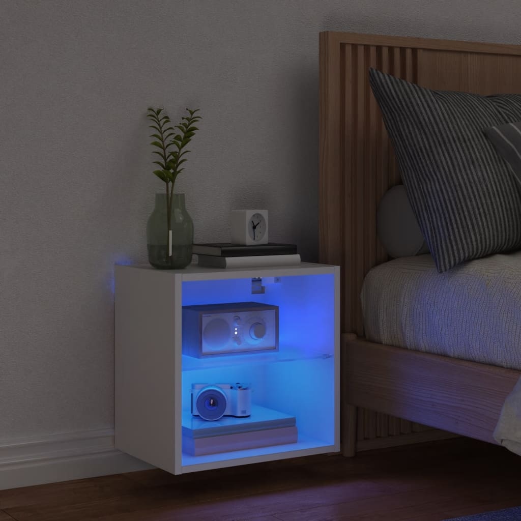 VidaXL Nachtkastje met LED's wandgemonteerd wit