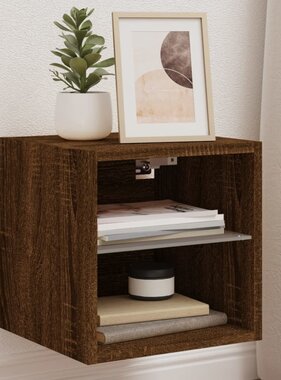 VidaXL Tv-wandmeubel met LED-verlichting 30x28,5x30 cm bruineikenkleur