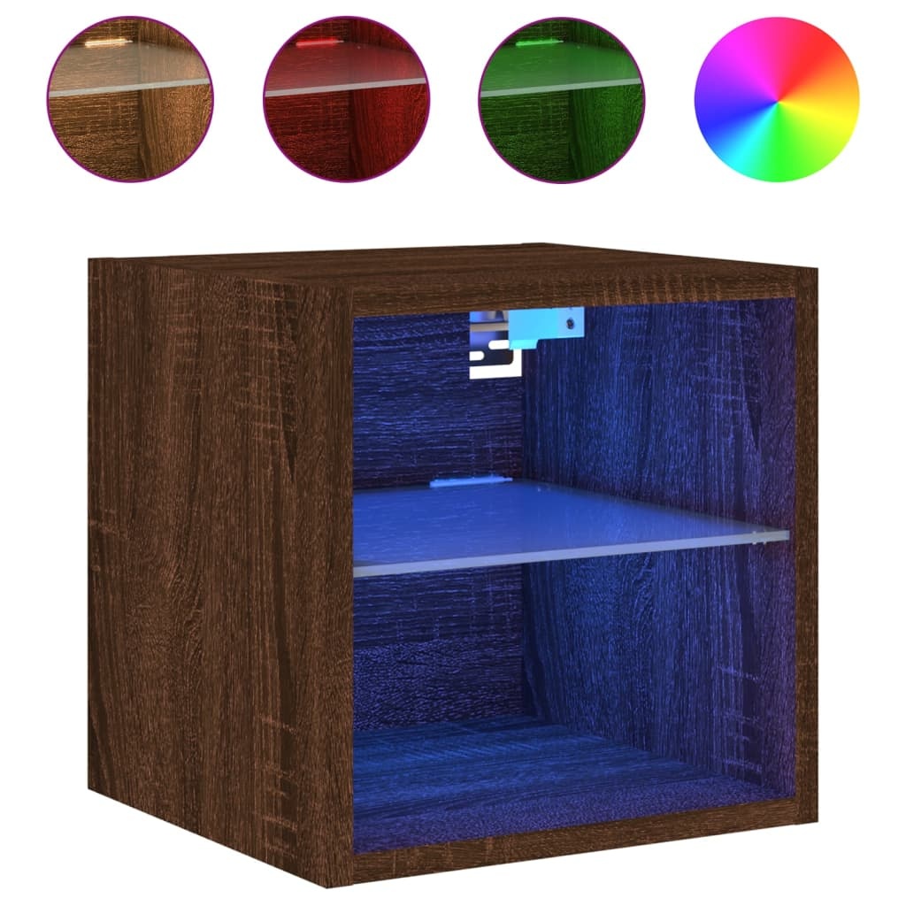 VidaXL Tv-wandmeubel met LED-verlichting 30x28,5x30 cm bruineikenkleur
