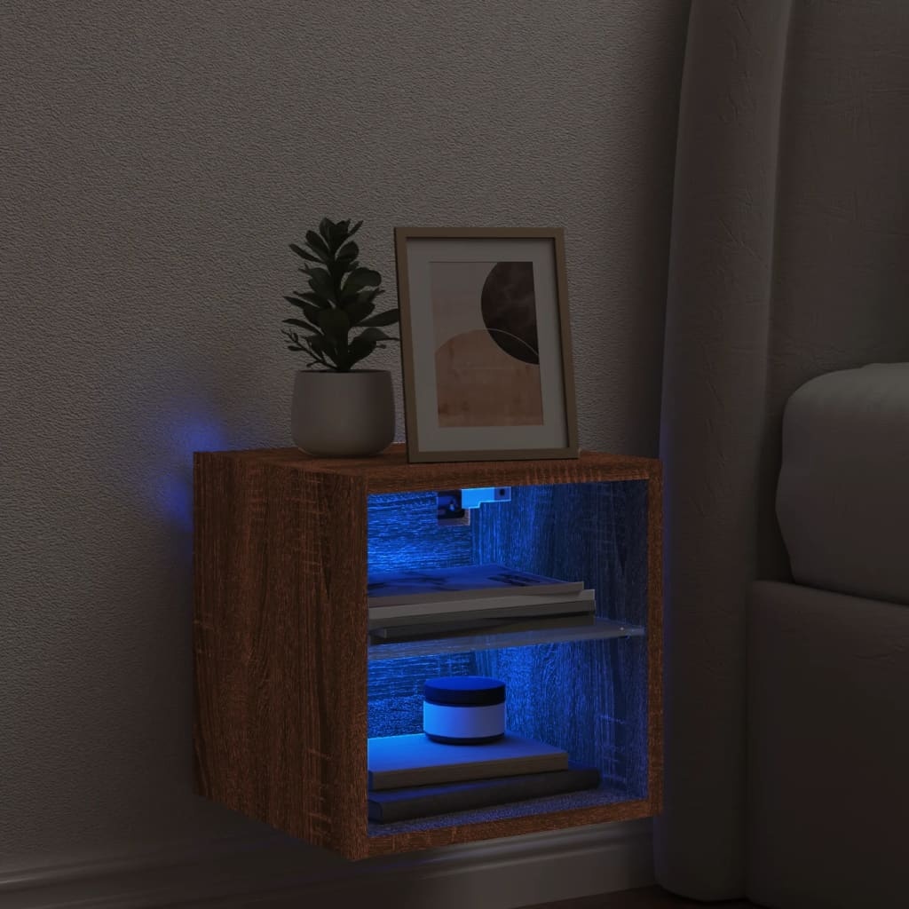 VidaXL Tv-wandmeubel met LED-verlichting 30x28,5x30 cm bruineikenkleur