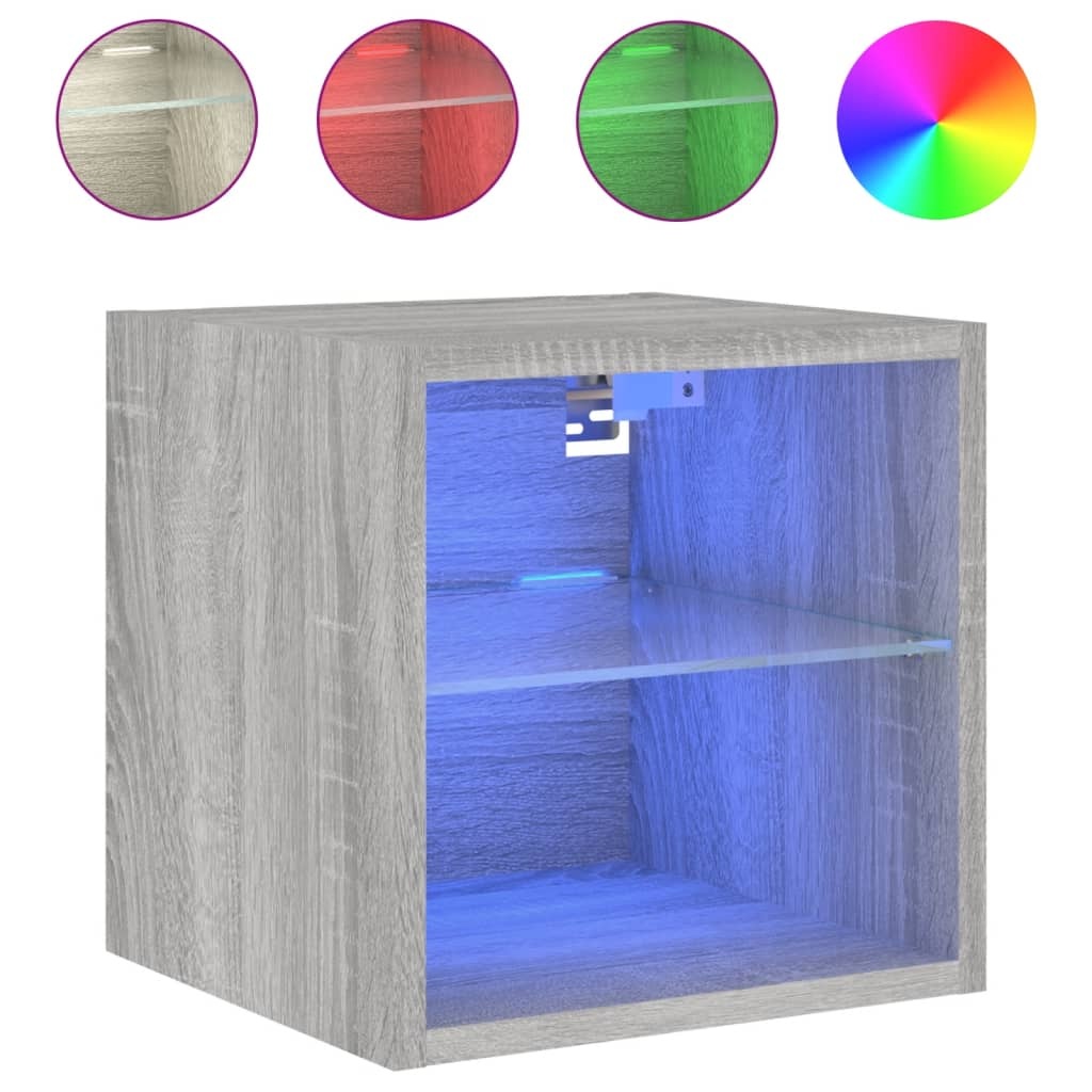 VidaXL Tv-wandmeubel met LED-verlichting 30x28,5x30 cm grijs sonoma