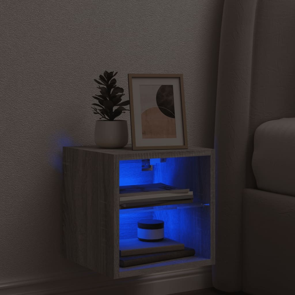 VidaXL Tv-wandmeubel met LED-verlichting 30x28,5x30 cm grijs sonoma