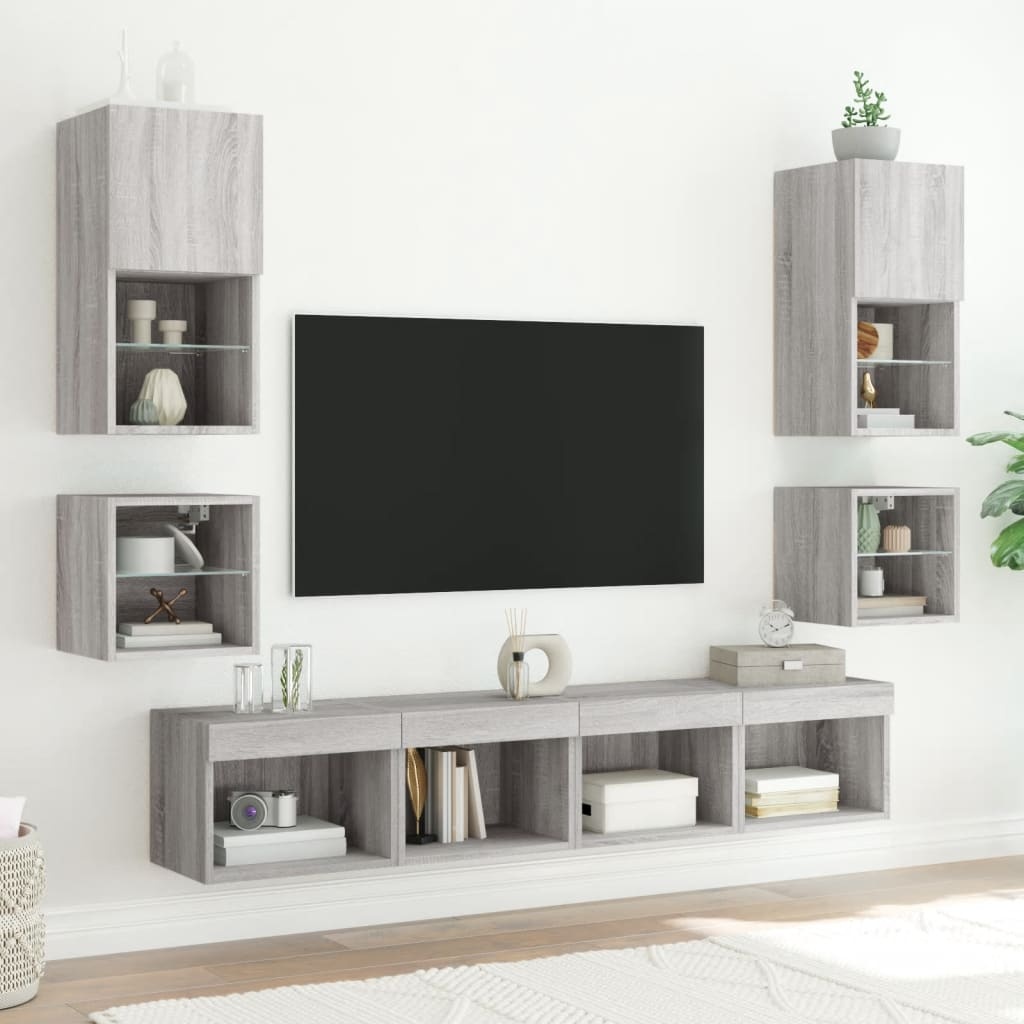 VidaXL Tv-wandmeubel met LED-verlichting 30x28,5x30 cm grijs sonoma