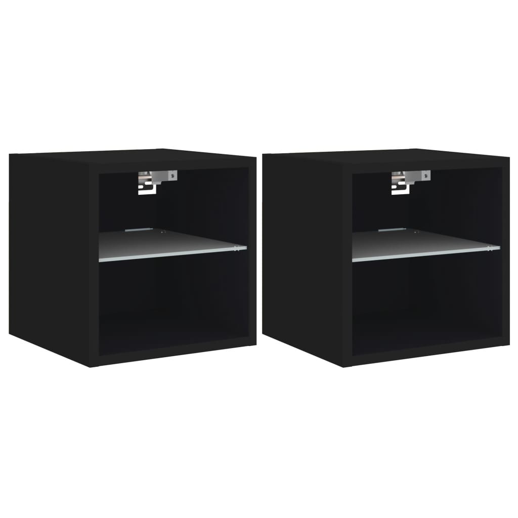 VidaXL Tv-wandmeubels met LED-verlichting 2 st 30x28,5x30 cm zwart