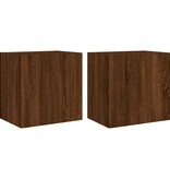 VidaXL Tv-wandmeubels 2 st 40,5x30x40 cm bewerkt hout bruineikenkleur