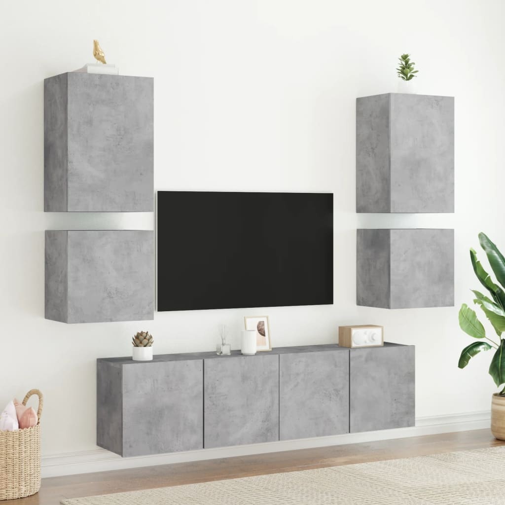 VidaXL Tv-wandmeubels 2 st 40,5x30x40 cm bewerkt hout betongrijs