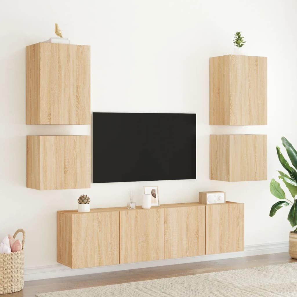 VidaXL Tv-wandmeubels 2 st 40,5x30x40 cm hout sonoma eikenkleurig