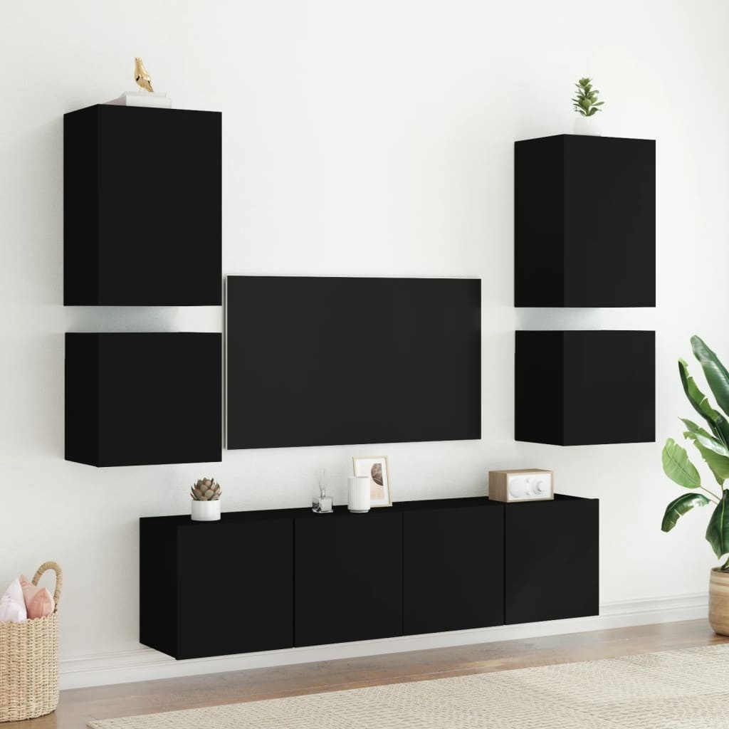 VidaXL Tv-wandmeubels 2 st 40,5x30x40 cm bewerkt hout zwart