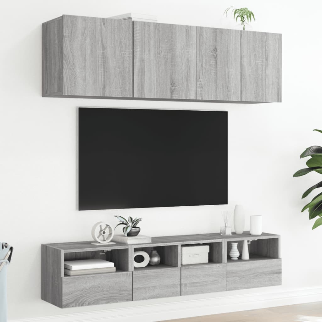 VidaXL Tv-wandmeubels 2 st 40x30x30 cm bewerkt hout grijs sonoma