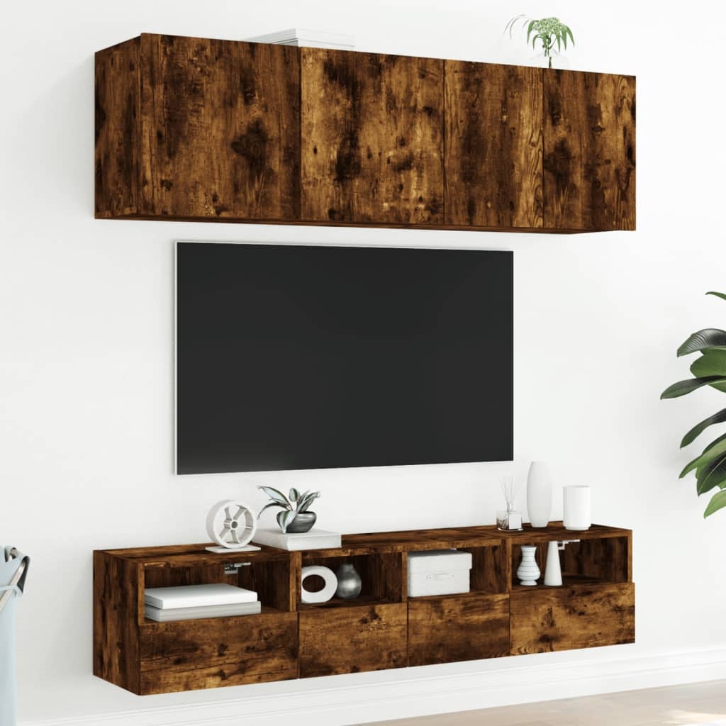 VidaXL Tv-wandmeubels 2 st 40x30x30 cm bewerkt hout gerookt eikenkleur