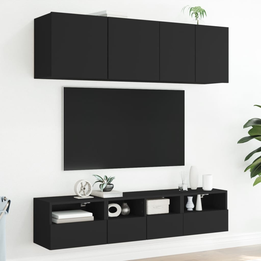 VidaXL Tv-wandmeubels 2 st 40x30x30 cm bewerkt hout zwart