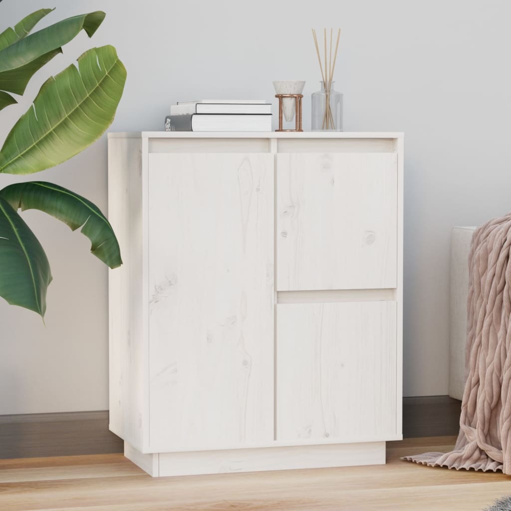 VidaXL Dressoir 60x34x75 cm massief grenenhout wit