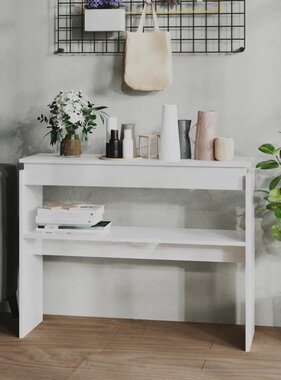 VidaXL Wandtafel 102x30x80 cm spaanplaat hoogglans wit