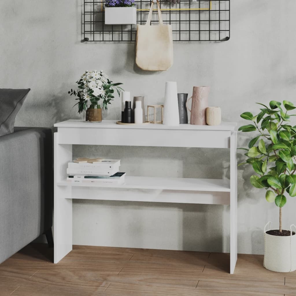 VidaXL Wandtafel 102x30x80 cm spaanplaat hoogglans wit