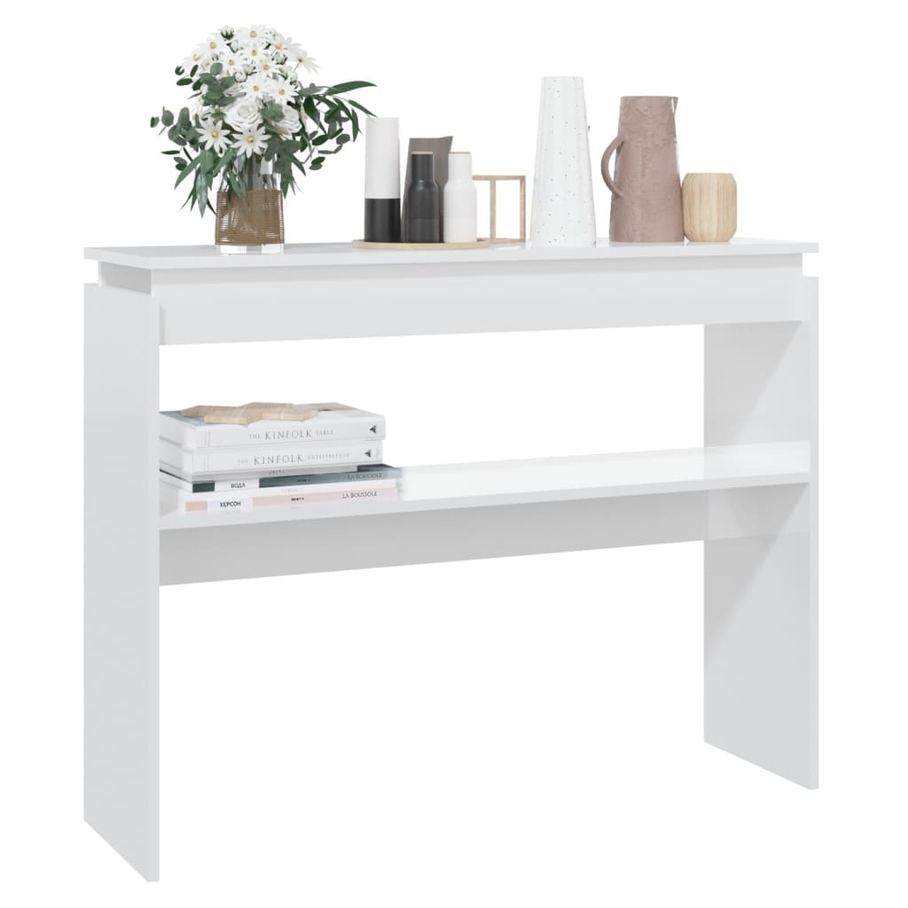 VidaXL Wandtafel 102x30x80 cm spaanplaat hoogglans wit