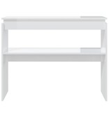 VidaXL Wandtafel 102x30x80 cm spaanplaat hoogglans wit