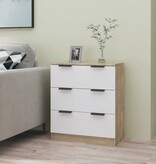 vidaXL Dressoir 60x30x70 cm bewerkt hout wit en sonoma eikenkleurig