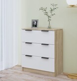 vidaXL Dressoir 60x30x70 cm bewerkt hout wit en sonoma eikenkleurig
