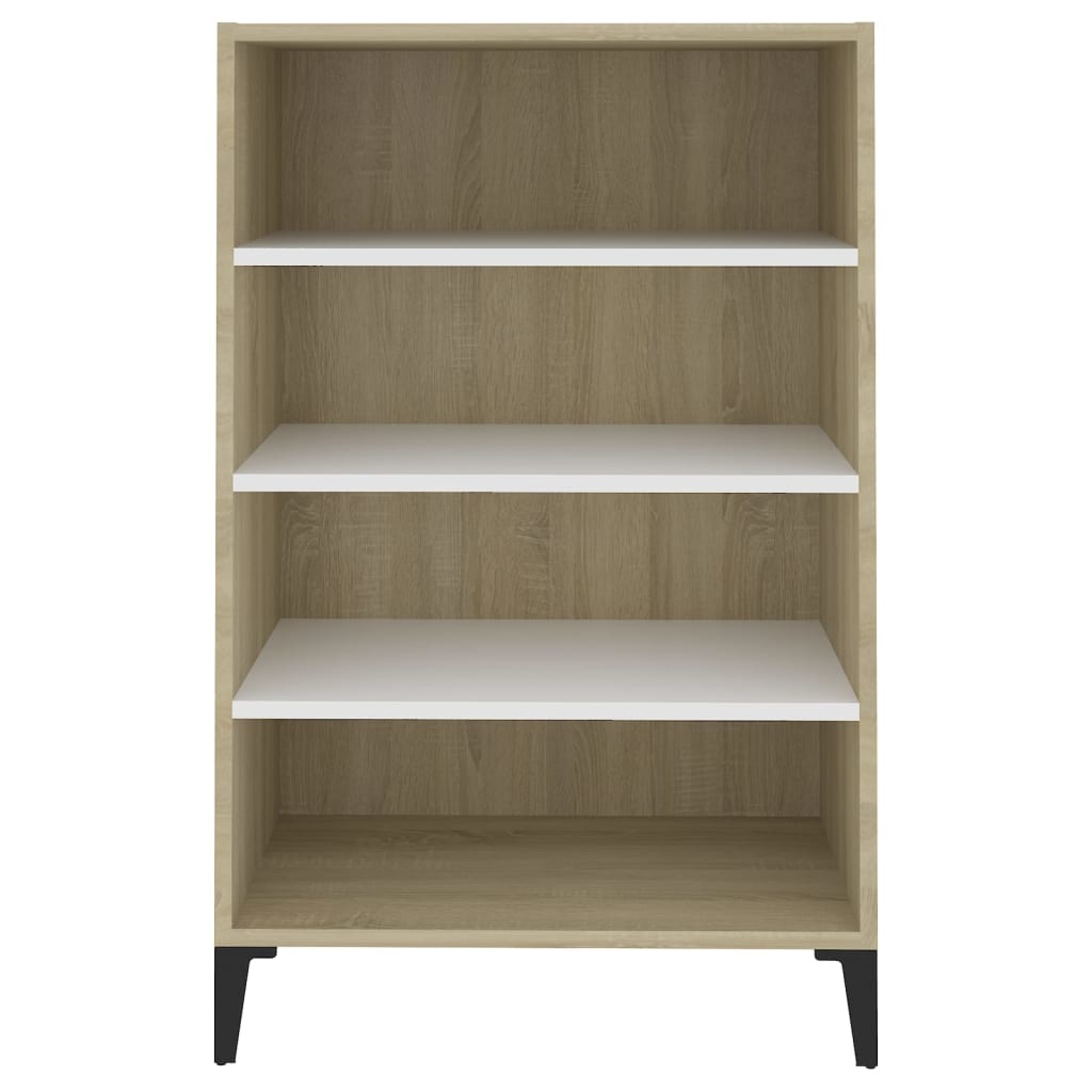 vidaXL Dressoir 57x35x90 cm spaanplaat wit en sonoma eikenkleurig