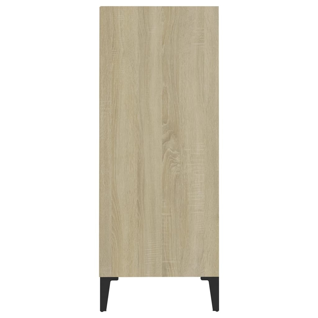 vidaXL Dressoir 57x35x90 cm spaanplaat wit en sonoma eikenkleurig