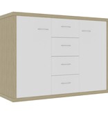 vidaXL Dressoir 88x30x65 cm spaanplaat wit en sonoma eikenkleurig