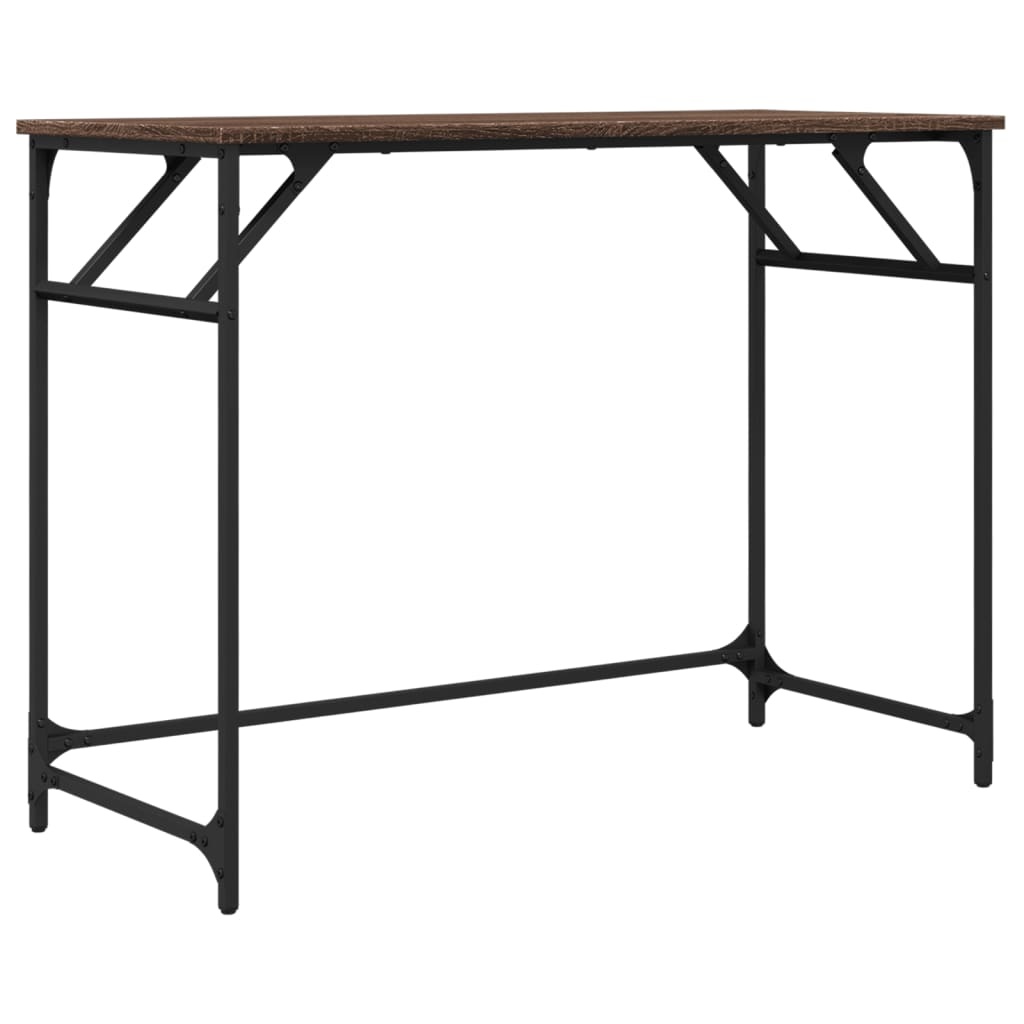 VidaXL Bureau 100x45x76 cm hout en gepoedercoat staal bruineikenkleur