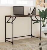 VidaXL Bureau 100x45x76 cm hout en gepoedercoat staal bruineikenkleur