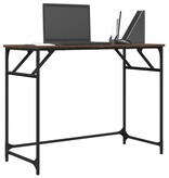 VidaXL Bureau 100x45x76 cm hout en gepoedercoat staal bruineikenkleur