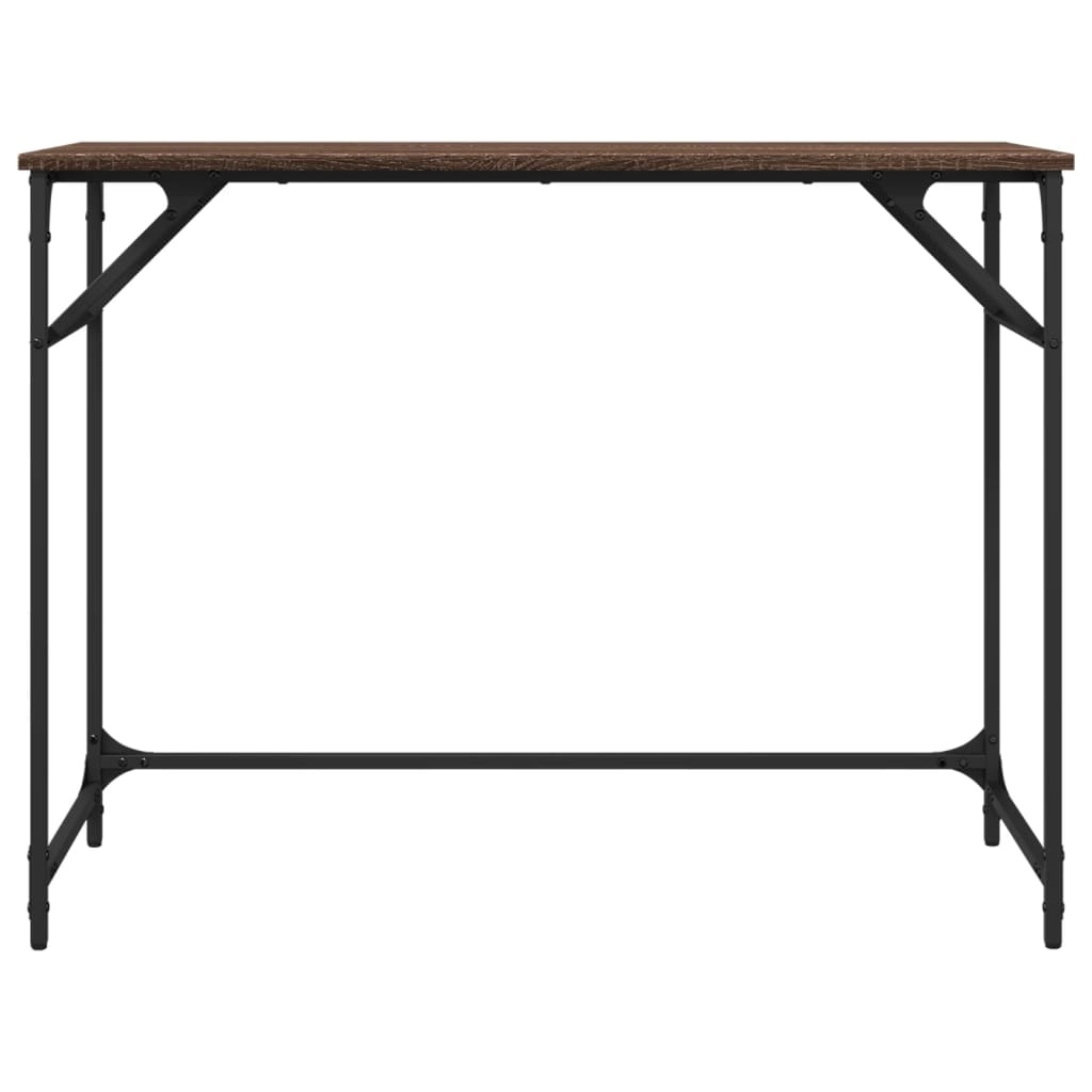 VidaXL Bureau 100x45x76 cm hout en gepoedercoat staal bruineikenkleur