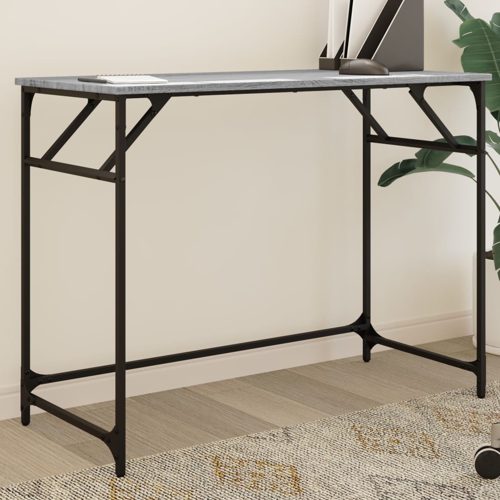 VidaXL Bureau 100x45x76 cm hout en gepoedercoat staal grijs sonoma