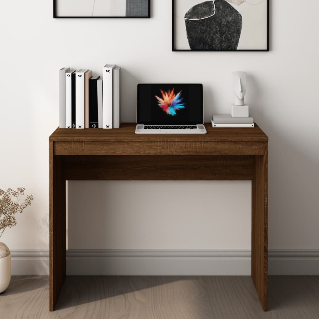 VidaXL Bureau 90x40x72 cm bewerkt hout bruineikenkleurig
