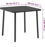 vidaXL Tuintafel 80x80x72 cm staal donkergrijs