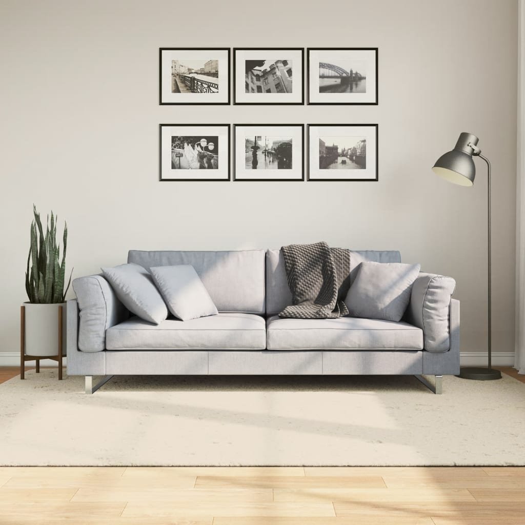 vidaXL Vloerkleed ISTAN hoogpolig glanzend 160x230 cm crèmekleurig