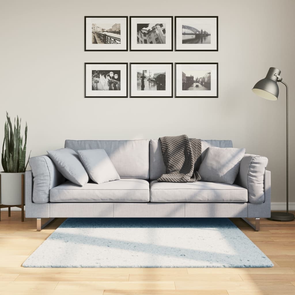 vidaXL Vloerkleed HUARTE laagpolig zacht wasbaar 120x120 cm blauw