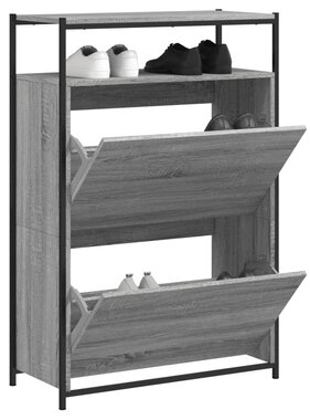 VidaXL Schoenenkast 75x34x112 cm bewerkt hout grijs sonoma eikenkleur