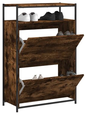 VidaXL Schoenenkast 75x34x112 cm bewerkt hout gerookt eikenkleurig