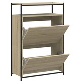 VidaXL Schoenenkast 75x34x112 cm bewerkt hout sonoma eikenkleurig